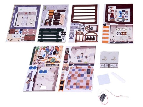 Drewniane PUZZLE 3D Seria budynek Kawiarnia 120 ele oświetlenie ZA6012