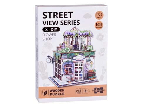 Drewniane PUZZLE 3D Seria budynek Kwiaciarnia 243 ele oświetlenie ZA6015