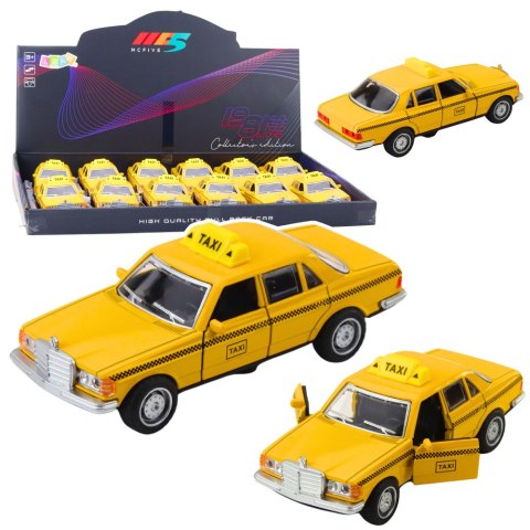 LEAN TOYS Klasyczny Samochód Taxi Napęd Metalowy Otwierane Drzwi Żółty 1:32