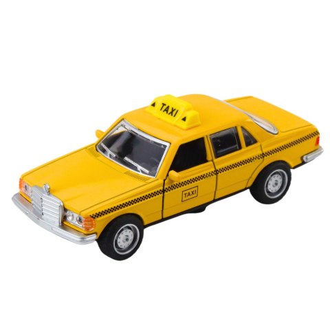 LEAN TOYS Klasyczny Samochód Taxi Napęd Metalowy Otwierane Drzwi Żółty 1:32