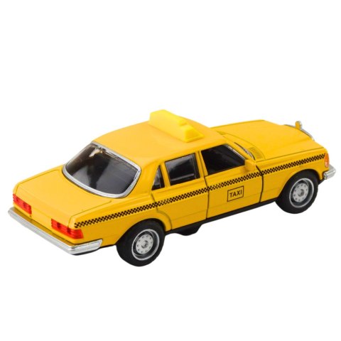 LEAN TOYS Klasyczny Samochód Taxi Napęd Metalowy Otwierane Drzwi Żółty 1:32