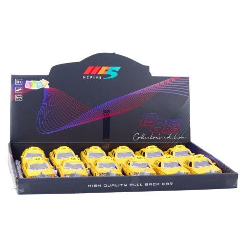 LEAN TOYS Klasyczny Samochód Taxi Napęd Metalowy Otwierane Drzwi Żółty 1:32