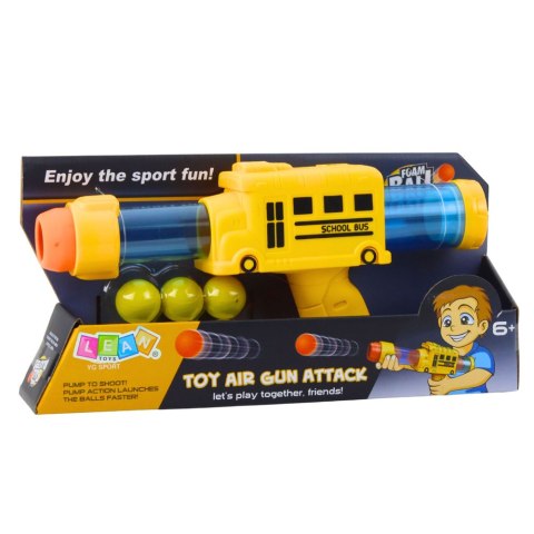 LEAN TOYS Pistolet Broń Na Miękkie Kulki Piankowe Autobus Szkolny Żółty 6 szt.