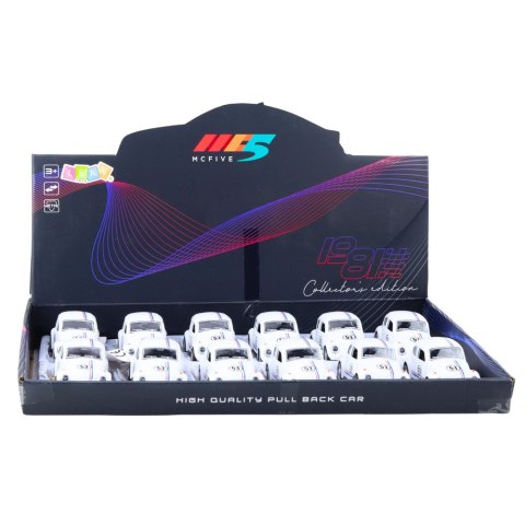 LEAN TOYS Samochód Klasyczny Garbus Metalowy Napęd Otwierane Drzwi Biały 1:32