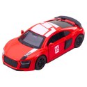LEAN TOYS Samochód Sportowy Metalowy Napęd Pull Back Światła Dźwięki Czerwony 1:43