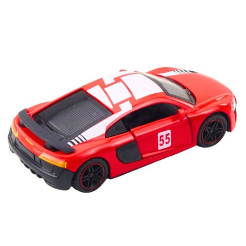 LEAN TOYS Samochód Sportowy Metalowy Napęd Pull Back Światła Dźwięki Czerwony 1:43
