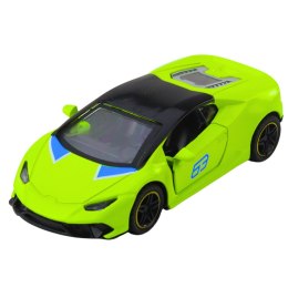 LEAN TOYS Samochód Sportowy Napęd Pull Back Metalowy Neonowy Zielony 1:43
