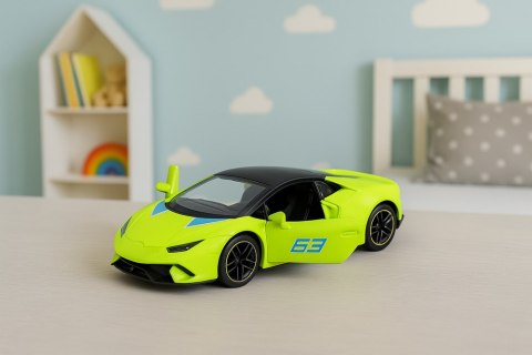 LEAN TOYS Samochód Sportowy Napęd Pull Back Metalowy Neonowy Zielony 1:43