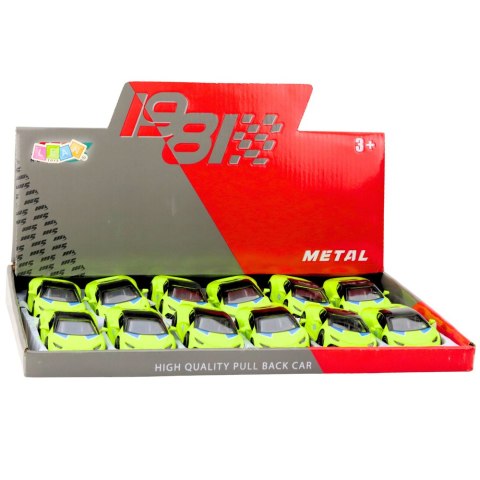 LEAN TOYS Samochód Sportowy Napęd Pull Back Metalowy Neonowy Zielony 1:43