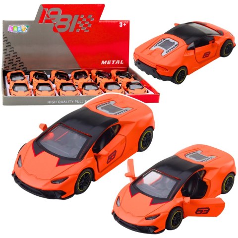 LEAN TOYS Samochód Sportowy Napęd Pull Back Metalowy Pomarańczowy 1:43