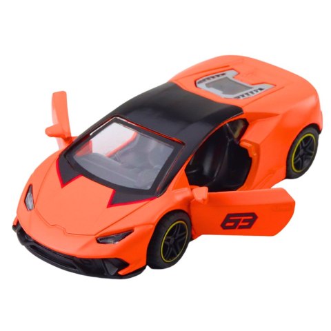 LEAN TOYS Samochód Sportowy Napęd Pull Back Metalowy Pomarańczowy 1:43