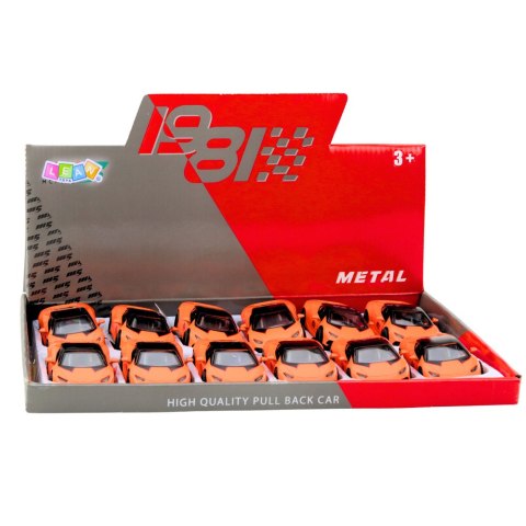 LEAN TOYS Samochód Sportowy Napęd Pull Back Metalowy Pomarańczowy 1:43
