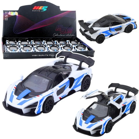 LEAN TOYS Samochód Sportowy Wyścigowy Metalowy Napęd Otwierane Drzwi Biały 1:32