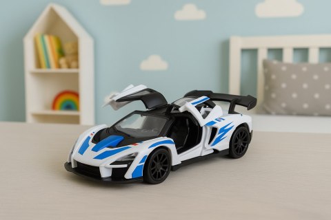 LEAN TOYS Samochód Sportowy Wyścigowy Metalowy Napęd Otwierane Drzwi Biały 1:32