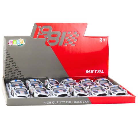 LEAN TOYS Samochód Wyścigowy Metalowy Napęd Otwierane Drzwi Srebrny 1:43