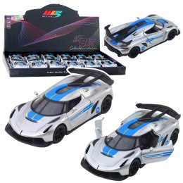 LEAN TOYS Samochód Wyścigowy Sportowy Metalowy Napęd Otwierane Drzwi Srebrny 1:32