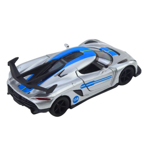 LEAN TOYS Samochód Wyścigowy Sportowy Metalowy Napęd Otwierane Drzwi Srebrny 1:32