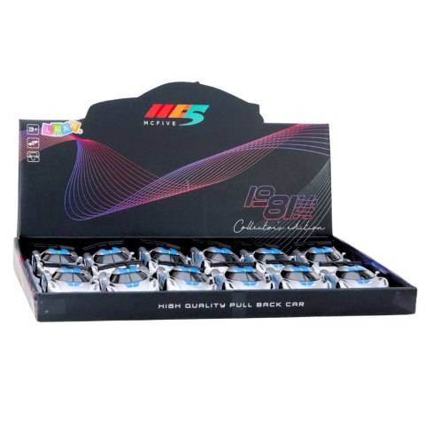 LEAN TOYS Samochód Wyścigowy Sportowy Metalowy Napęd Otwierane Drzwi Srebrny 1:32