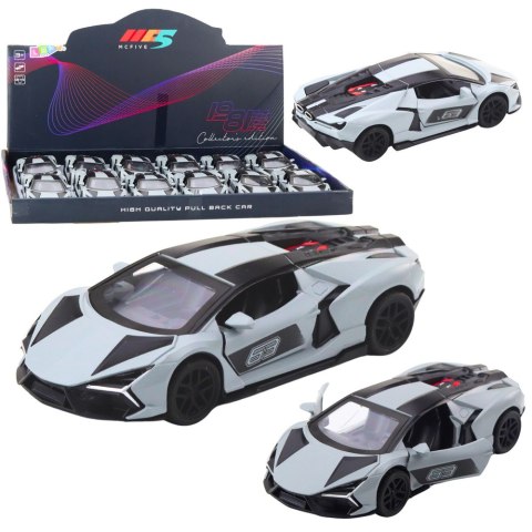 LEAN TOYS Samochód Wyścigowy Sportowy Metalowy Napęd Otwierane Drzwi Szary 1:32