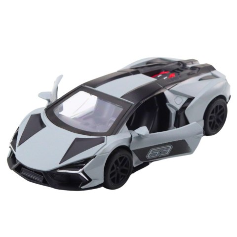 LEAN TOYS Samochód Wyścigowy Sportowy Metalowy Napęd Otwierane Drzwi Szary 1:32