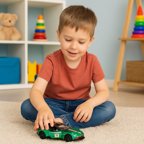 LEAN TOYS Samochód Wyścigowy Sportowy Metalowy Napęd Otwierane Drzwi Zielony 1:32