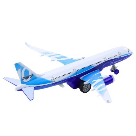 LEAN TOYS Samolot Pasażerski Z Napędem Pull Back Metalowy Światła Dźwięki 23 cm