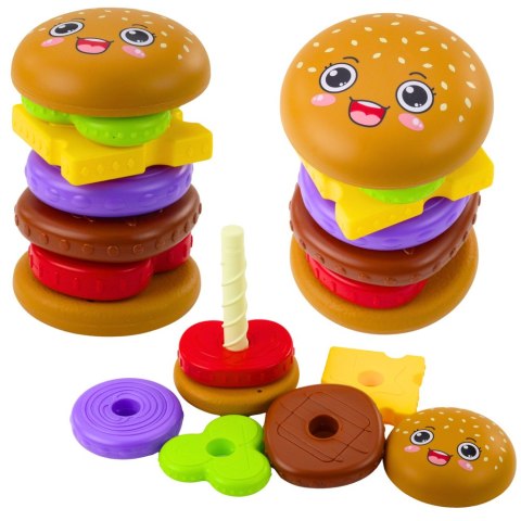 LEAN TOYS Układanka Piramida Hamburger Dla Dzieci Kolorowy 7 el.