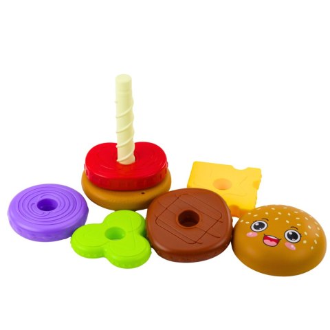 LEAN TOYS Układanka Piramida Hamburger Dla Dzieci Kolorowy 7 el.