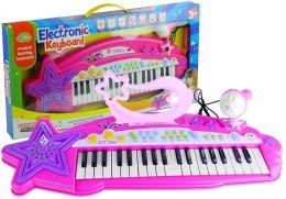 LEAN Toys Keyboard Organki 37 Klawiszy MP3 Mikrofon Różowe