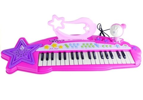 LEAN Toys Keyboard Organki 37 Klawiszy MP3 Mikrofon Różowe