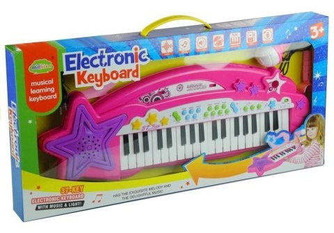 LEAN Toys Keyboard Organki 37 Klawiszy MP3 Mikrofon Różowe