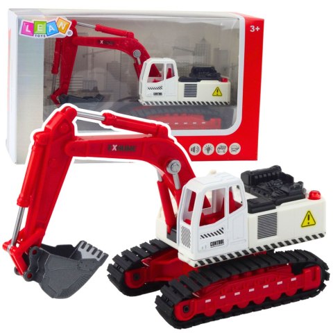 LEAN Toys Koparka Gąsienicowa Metalowa Ruchoma Łyżka Obrotowa Kabina Światła Dźwięki