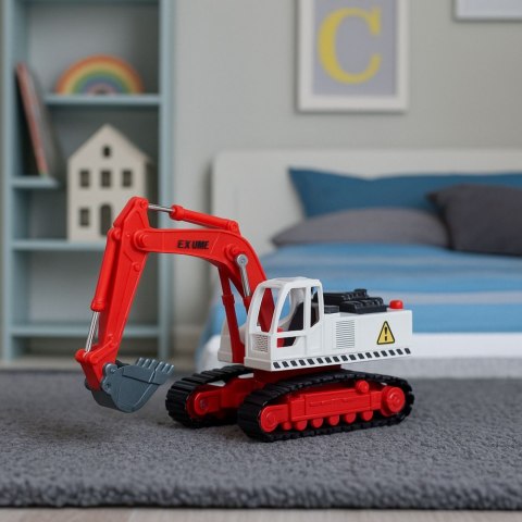 LEAN Toys Koparka Gąsienicowa Metalowa Ruchoma Łyżka Obrotowa Kabina Światła Dźwięki