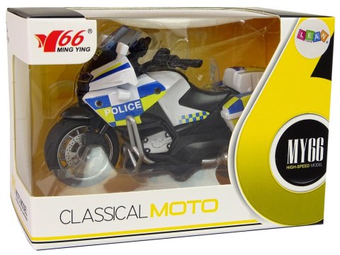 LEAN Toys Motocykl Policyjny 1:14 Napęd Pull-Back Dźwięk Światła
