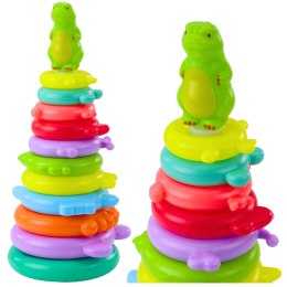 LEAN Toys Piramida Edukacyjna Układanka Figurka Dinozaur Naklejki 12 Poziomów