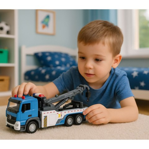 LEAN Toys Pojazd Ciężarówka Z Wysięgnikiem Holownik Metalowa Kabina Światła Dźwięki