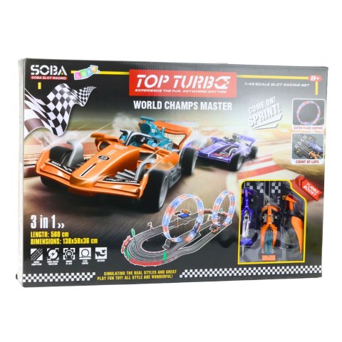 LEAN Toys Tor Wyścigowy 3w1 RC Podświetlane Pętle Samochody Kontrolery 560 cm