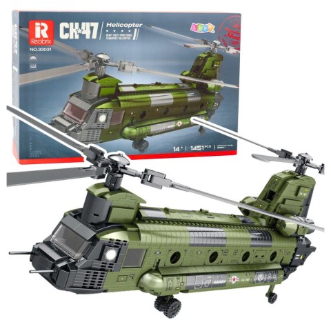 LEAN Toys Zestaw Klocków Konstrukcyjnych Helikopter Wojskowy CH-47 Chinook 1451 el.