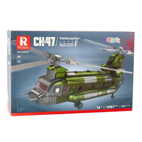 LEAN Toys Zestaw Klocków Konstrukcyjnych Helikopter Wojskowy CH-47 Chinook 1451 el.