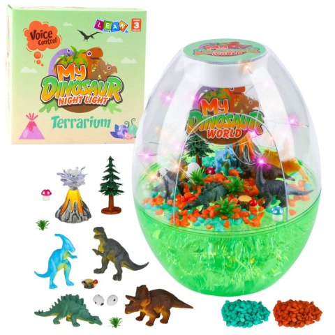LEAN Toys Zestaw Kreatywny Terrarium z Dinozaurami Lampka Nocna Sterowanie Głosem DIY