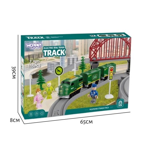 WOOPIE Nowoczesna Kolejka Elektryczna Tor XXL Lokomotywa Cargo Zestaw 115 szt.