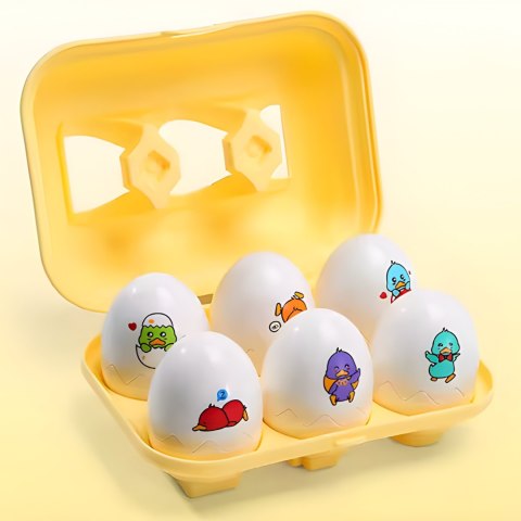 WOOPIE Układanka Sorter Montessori Dopasuj Kształty Wesołe Kurczaczki Jajka 6szt