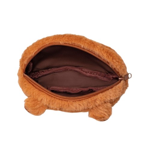 LEAN Pluszowy Miękki Piórnik Kapibara Jednokomorowy Brązowy 19 x 10 cm