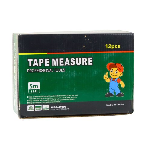 LEAN Taśma Miernicza Fluorescencyjna Miarka Zwijana 5m 25mm