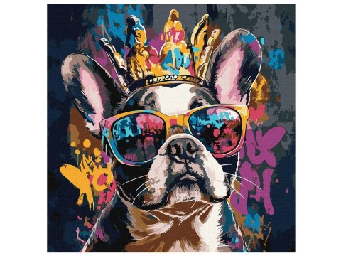 Malowanie po numerach 40 x 40 cm KHO6706 Jasny buldog AP0097