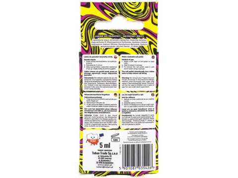 Tuban Tubi Glam lakier do paznokci dla dzieci Żółty Neonowy 5 ml ZA6121