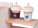 Zestaw Drewniany Kawiarnia Coffee Shop Ekspres Kubeczki Desery ZA5938