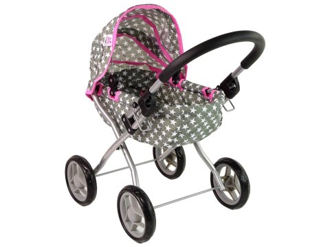 Alice Wózek Dla Lalek Szary w Białe Gwiazdki