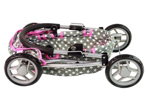 Alice Wózek Dla Lalek Szary w Białe Gwiazdki