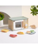 TOOKY TOY Drewniana Kuchenka Mikrofalowa Zestaw Produktów Spożywczych